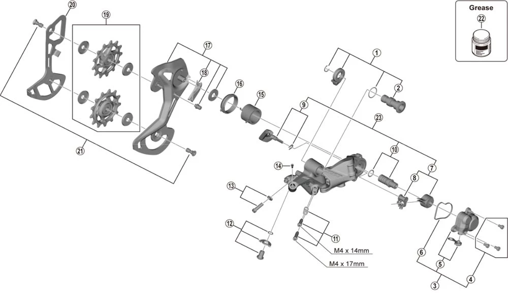 Shimano XTR RD-M9100 Schaltwerk Ersatzteil | Schaltachs-Einheit Nr 10 3 Shimano XTR RD-M9100 Schaltwerk Ersatzteil | Schaltachs-Einheit Nr 10